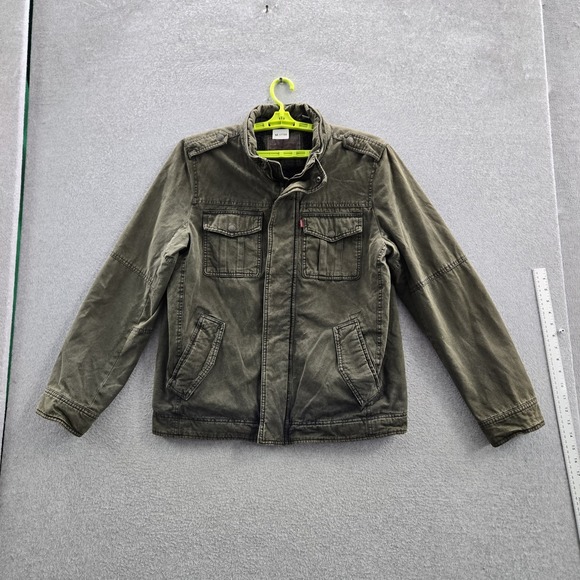 Levi's Men Jacket M Green Utility Military Button Snap Sherpa Lined Y2K